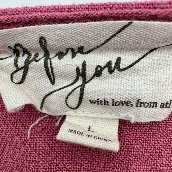 BEFORE YOU COLLECTION Women’s Large Rose Pink Linen Ruffle Crop Top Shirt Fairy - Picture 3 of 8